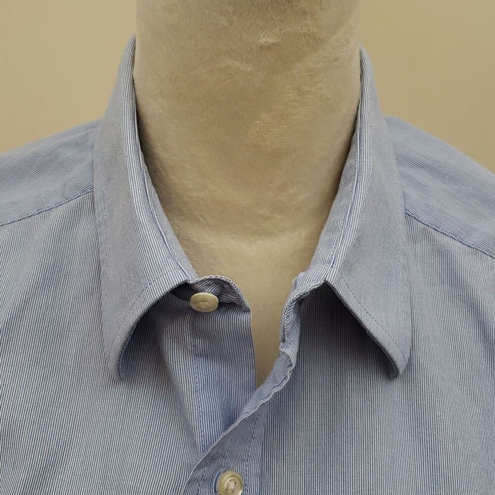 US Polo Assn Blue & White Pinstripe Button Down Men's Dress Shirt Size 15/15 1/2